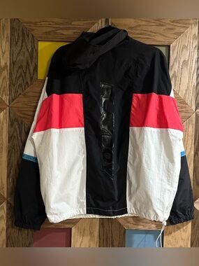 Playboy X PacSun Mens Windbreaker Color-Block Logo Hooded 1/4 Zip Pullover Sz S
